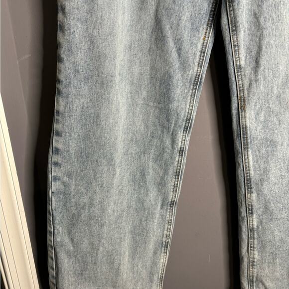 Lioness Acid Washed High Rise Wide Leg Jeans Silver Chain Detail Size Large - Picture 9 of 9